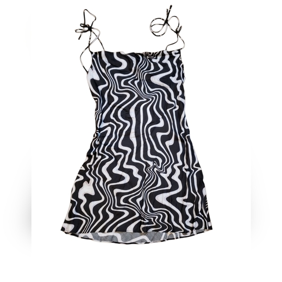 Zara Black Grey Swirl Slip Dress NWT Small - Picture 2 of 7